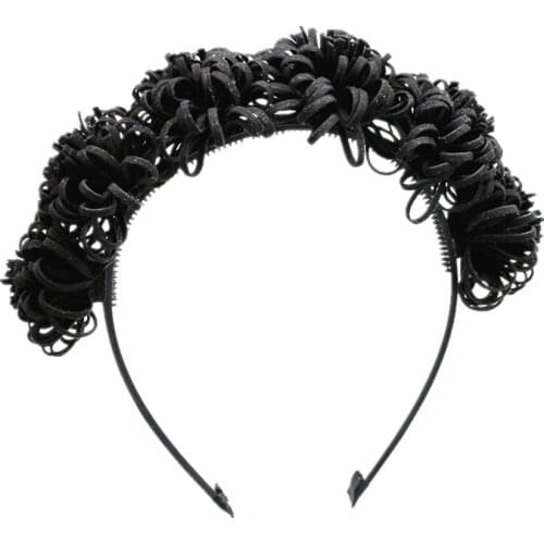 2021 fashion suede tessal flower full head hairband children fashion hair accessories plastic band with gripes teeth