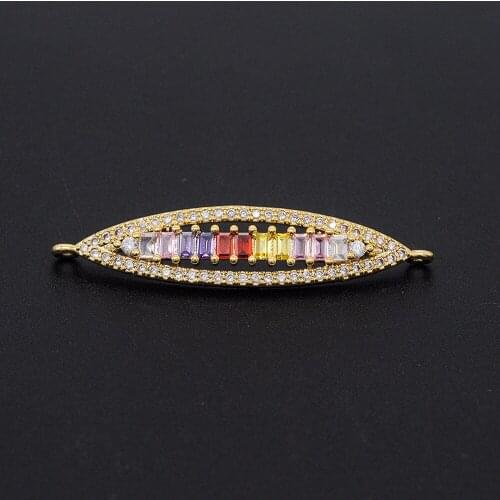 45x11mm CZ Zircon DIY Jewelry Rainbow Rhombus Charm Connectors Wholesale Bulk Order Discounts Jewellery Connector