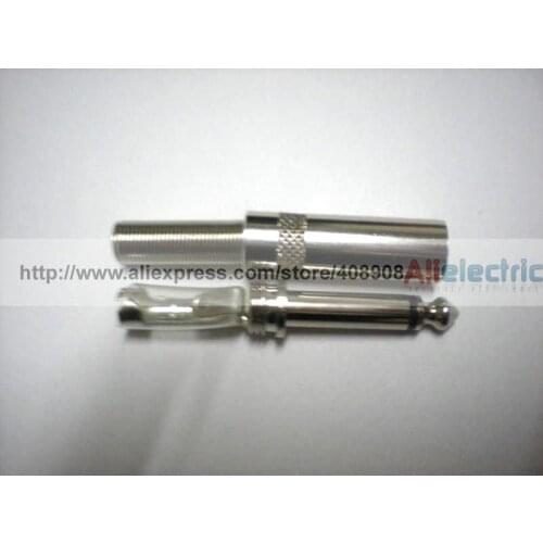 50 Pcs 6.35mm Mono Audio Plug Nickel Plated with Spring