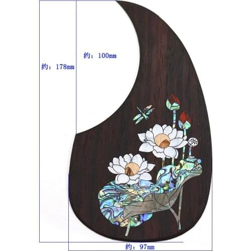 Acoustic Guitar Pickguard Rosewood inlaid with shell Pattern Decorated Self-adhesive Pick Guard Sticker for Guitar Acc