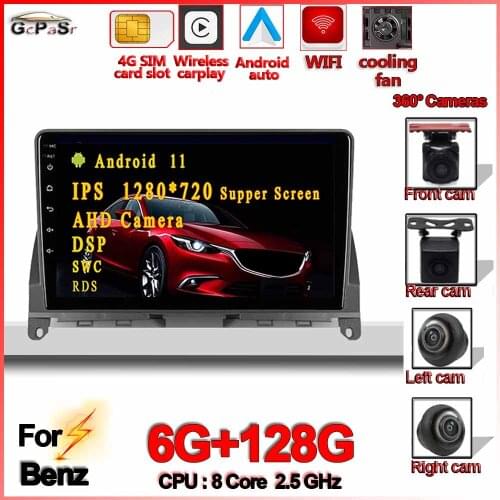 Android11 CAR Stereo Radio intel 6G+128G Multimedia Player GPS for Mercedes Benz C Class 3 W204 S204 2006 - 2011 Navigation
