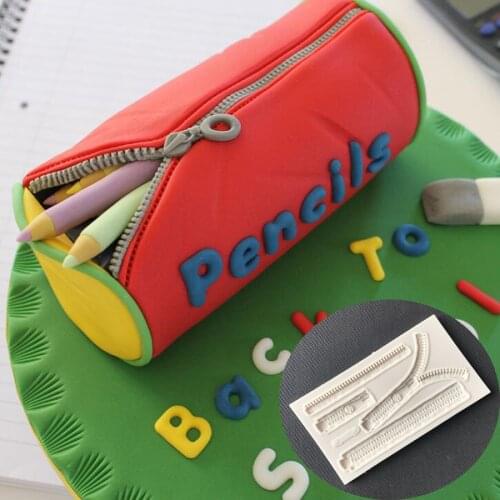 Aouke Fondant Cake Zipper Shape Silicone Mold DIY Epoxy Chocolate Mold Cake Baking Decoration Zipper Shape Silicone Mold