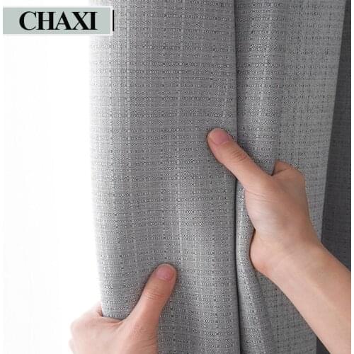 CHAXI Solid Color Faux Linen Room Darkening Simple Texture Curtain for Bedroom Living Room Window Curtain kitchen Blinds Drapes