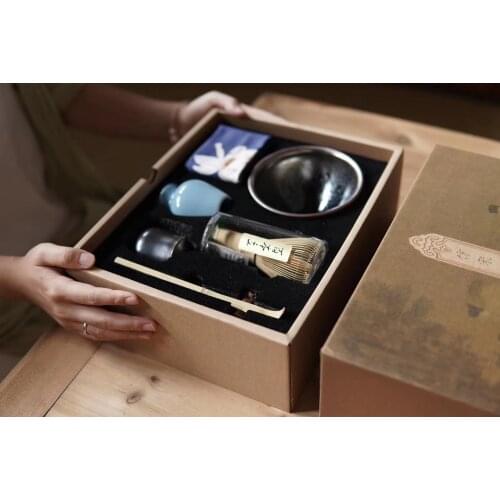 Matcha brush tea ordering Tea powder can and tea set Matcha tea beating tool set Japanese gift box