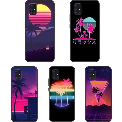 80s Retrowave Neon Palms Tree For Samsung A20e A21S A10 A20 A40 A50 A70 Case For Galaxy A71 A51 A31 M11 M31 M30S Coque