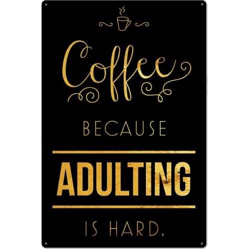 Black Vintage Design Coffee Print Poster, Tin Metal Wall Art Signs, Original Design Thick Tinplate Art Wall Decoration for