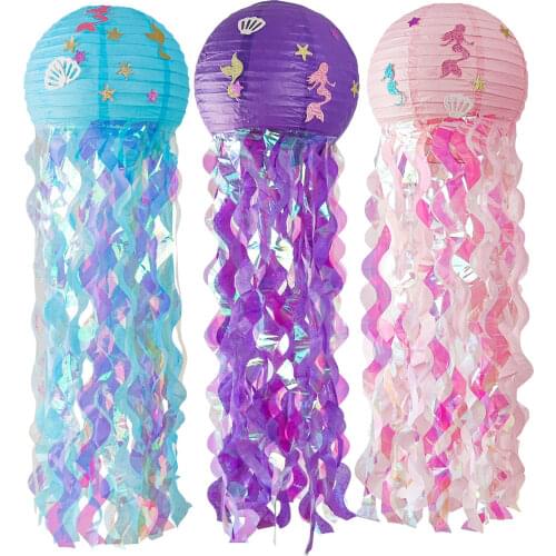 Mermaid Theme Party Decor DIY Jellyfish Paper Lantern Under the Sea Party Decor Girl Mermaid Birthday Decorations Litte Mermaid