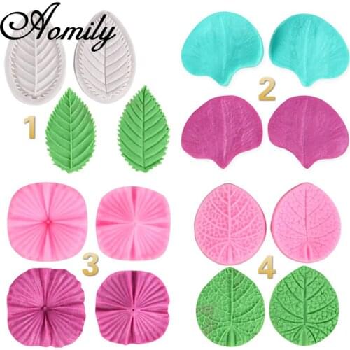 Aomily Rose Leaf Orchid Petal Printed Shape Stamper Mold Baking Pastry Chocolate Candy Jelly Cake Decorating Mould Silicone Mold