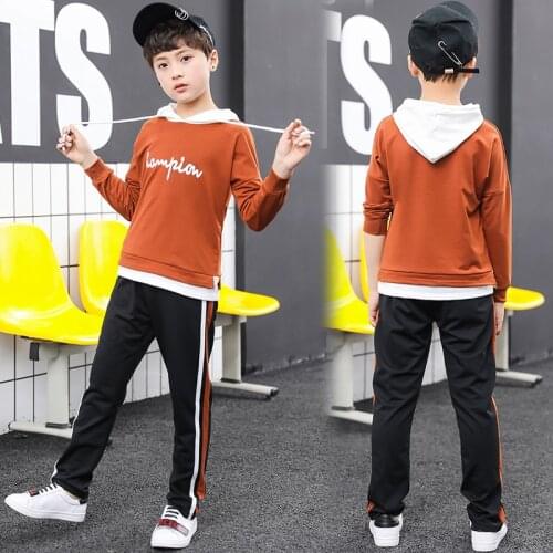Childrens Clothing Set for teens boy girls school style green brown Pullover Hooded tops and pants Tracksuit 5-14 Ages Sets