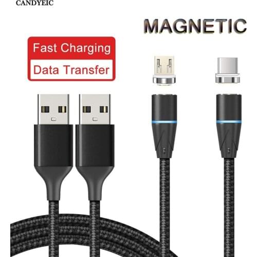 CANDYEIC Micro USB Magnetic Cable for Huawei Mate iPhone SE 11 Pro Max Xiaomi Redmi Sony Samsung LG MOTO Honor USB Type-C Cable