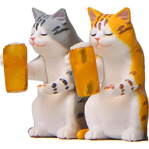 Mini Beer Cat Car Dashboard Decor Auto Accessory Interior Toy Cartoon Puppy Figures Dolls Cute Toys For Car Ornaments Gifts Cute