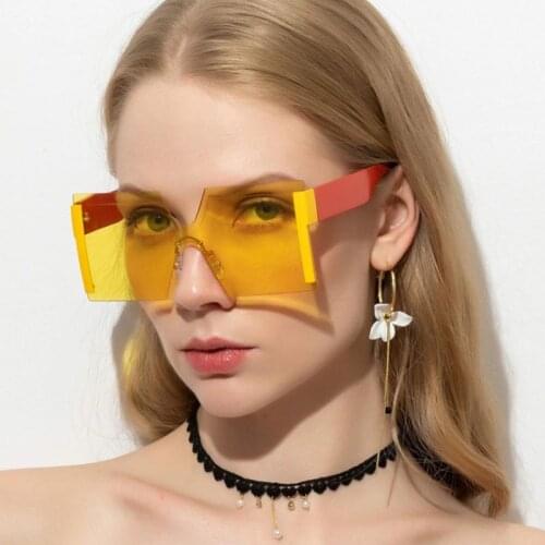 Fashion Rimless Square Sunglasses Women 2020 Luxury Brand Mirror Pink Shades Sunglasses Men Trend Female Eyewear Glasses Oculos