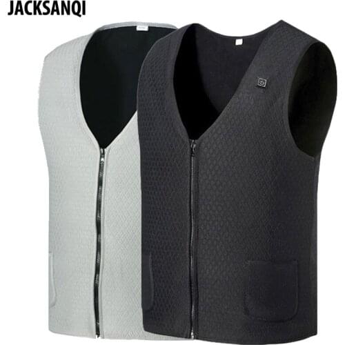 JACKSANQI Mens Hiking USB Infrared Heating Vest Coats Winter Outdoor Sport Windbreaker Flexible Electric Thermal Jackets RA367