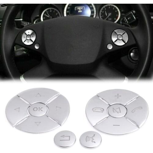 1 Set Car Steering Wheel Button Trim Frame Sticker Cap ABS Fit for Mercedes-Benz C-Class E-Class S-Class W204 W212