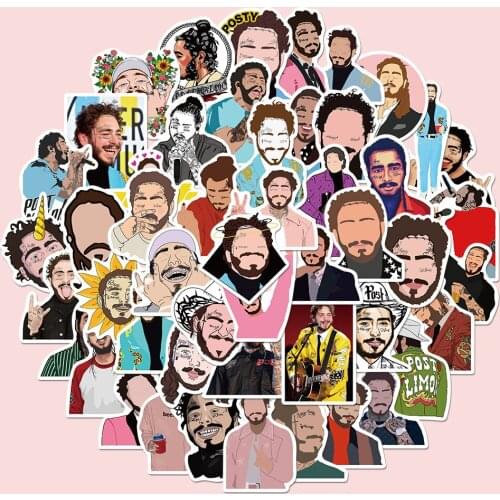 50pcs Singer Post Malone Stickers for Luggage Laptop Bike Skateboard Stickers Waterproof Childrens Toy Graffiti Stickers