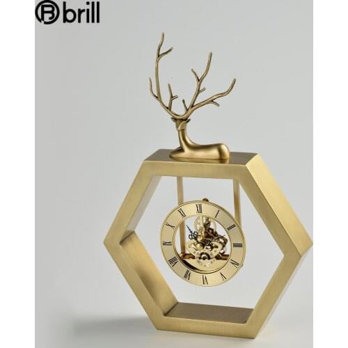 Chinese Style Solid Wood Table Clock Modern Nordic Light Luxury Clock Living Room Decoration Mechanical Desk Clock Personality