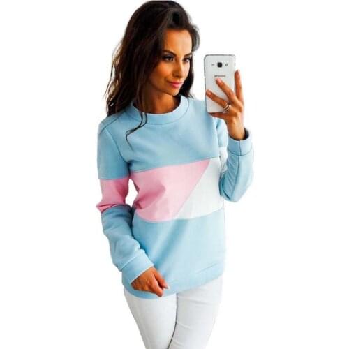 European And American Autumn Casual Sweater Round Neck Long Sleeve Color Block Top