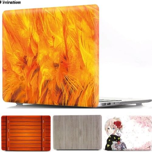 Fashion Feather Prints Laptop Replace Shell For MacBook Air 11 13 Pro 13 15 Mac Retina 12 13 15 A1534 Plastic Women Laptop Case