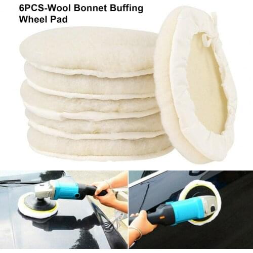 6Pcs Buffing Pads Single-Sided Automotive Care Washable Faux Wool Polishing Pads for Car Polishing Disc Maintenance Accessories