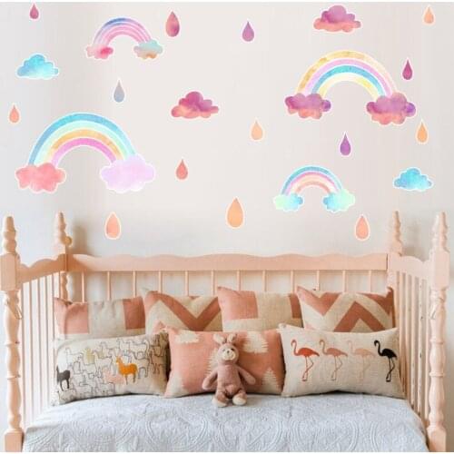 Cloud Rainbow Wall Stickers for Kids Rooms Decoration Poster Child Bedroom Nursery Art Mural Vinyl DIY Self-adhesive Decals