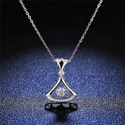 Silver 0.5 Carat D Color Moissanite Dress Shaped Pendant Necklace Excellent Cut Diamond Test White Gemstone Necklace for Women