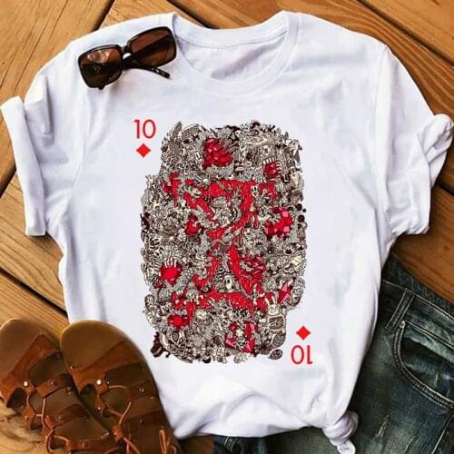 Tops playing card t-shirt gothic cards diamond 10 vintage tshirt women t shirt grunge aesthetic clothes streetwear funny poker