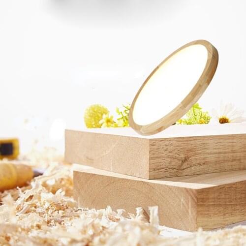 Ultra-thin LED Ceiling Light Wood Round Square for Living Room Bedroom Indoor Lighting Fixture Surface Mounted Lamp