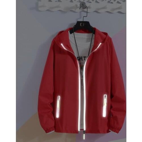 Mens Slim Sportswear Windbreaker Jackets 7Xl Autumn Mens Bomber Jackets Fashion Men Sunscreen Reflective Hoodies Coats