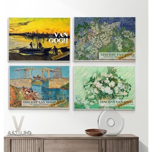 Vincent Van Gogh Vintage Prints Art Poster Landscape Exhibition Museum Canvas Painting Home Decor Living Room Wall Picture Gift