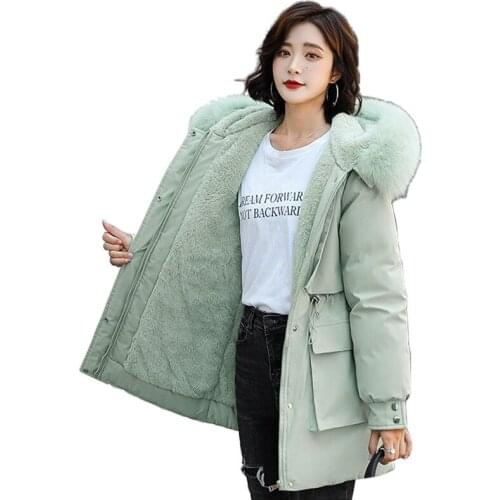 High-end cotton-padded jacket women 2020 winter ladies temperament womens padded jacket hooded plush loose cotton jacket