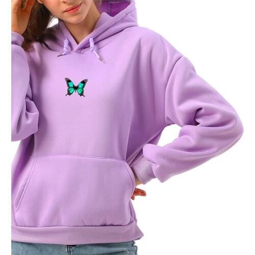 Winter Oversized Hoodies Women Sweatshirts Harajuku Butterfly Print Hooded Aesthetic Hoodie Autumn Ladies Hoody Streetwear