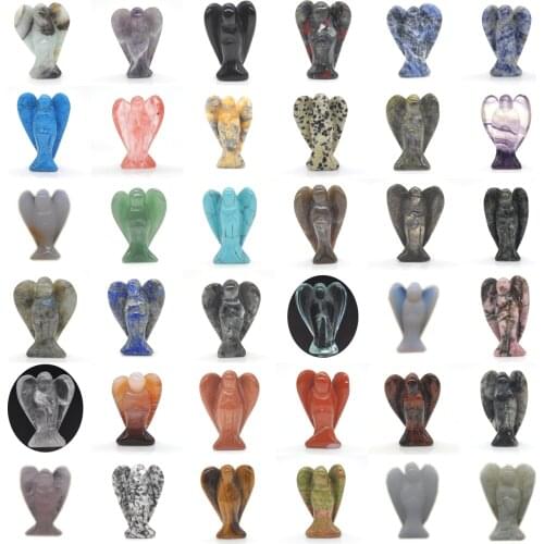 1.5" Guardian Angel Figurine Natural Healing Crystal Gem Statue Home Stone Decoration Study Craft Gift Trinket Room Ornament
