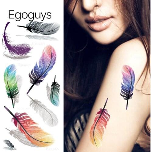 1PC Big Size Feather Sensual Lace Fake Tattoo Stickers Water Transfer Flower DIY Temporary Tattoos For Women Girls Lady Body Art