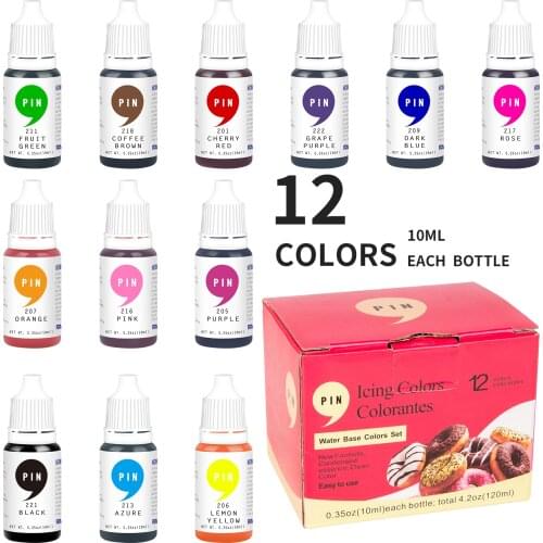 12-Colors 10ml Dyeing Pigment Tools Food Coloring Macaron Ice Cream Fondant Cake Decorating Healthy Safe Cream DIY Craft Pigment