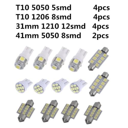 14Pcs 6500K Car Reading Light White LED License Number Plate Light Bulb RV Roof Lamp Truck Door Lamp Car Accessories