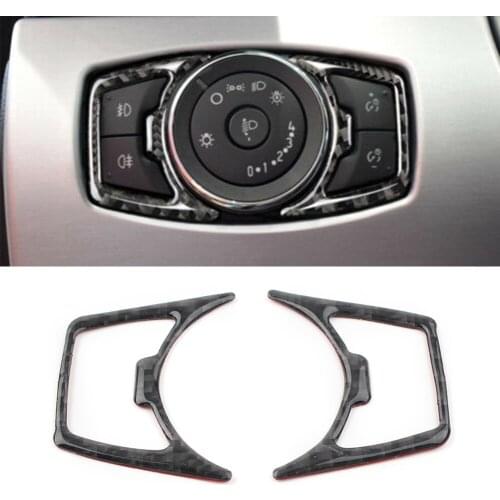 2Pcs Car Headlight Switch Cover Frame Carbon Fiber Styling Moulding Trim For Ford Mustang 2015 2016 2017 2018 2019
