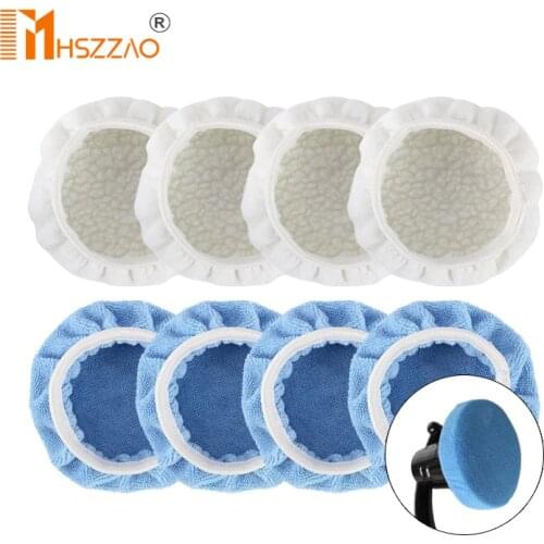 2 Pcs Polishing Bonnet Buffer Pad Microfiber Bonnet Car Polisher Pad Cover for Car Paint Care 5-6" 7-8" 9-10" 3 Sizes