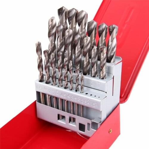 Realmote High Quality 25Pcs 1-13Mm Twist Drill Bit Set HSS Wood Drilling Kit Metal Metric Power Tool