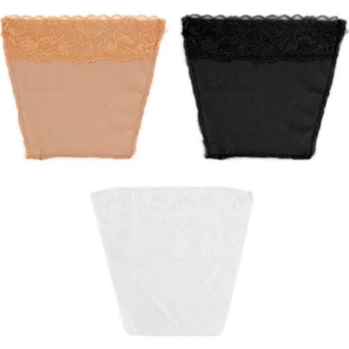 3Pcs Set Anti Peep Invisible Bra Traceless Corset Lace Wrapped Color white, Chest Skin Black, E7T7