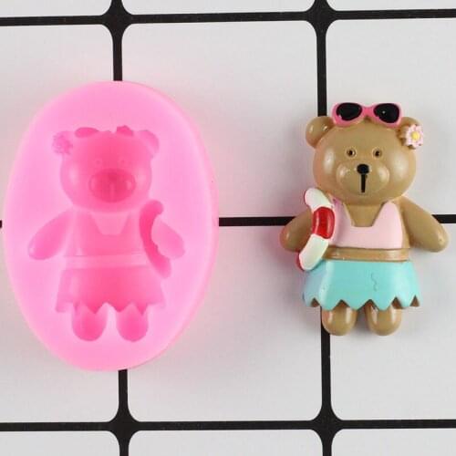 3D Bear Silicone Mould Baby Birthday Cupcake Topper Fondant Cake Decorating Tools Candy Resin Clay Chocolate Gumpaste Moulds