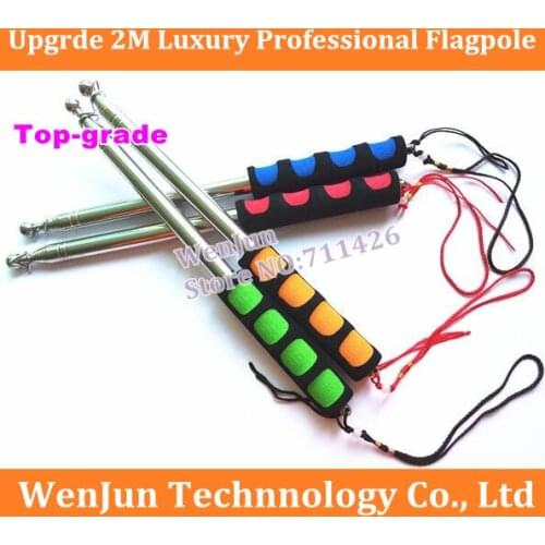40pcs/lot Free Shipping Upgrade 2m Stainless Steel Telescoping Flagpole For Banner Flag Collapsable Poles