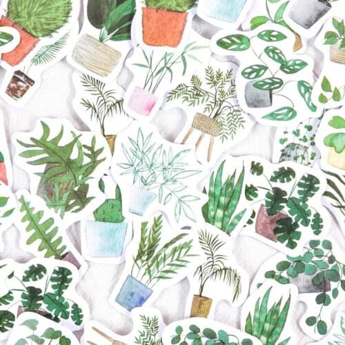 46pcs boxed Green Leaf Sticker Stationery Sticker DIY decoration Stickers Cute Diary Decoration Stickers Art Supplies