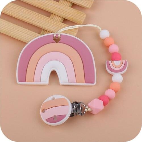 5x Baby Toddler Teether Teething Silicone Toy Rainbow Shape Babies Dummy