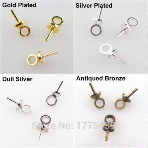 Free Shipping (200Pcs=1Lot !) Jewelry Eye Pin Pearl Charm Connector Bail For Pendants 2.5X6.5MM Gold Bronze Plated