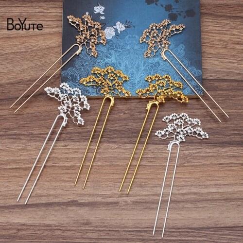 BoYuTe Wholesale (5 Pieces/Lot) Silver Gold Plated Metal Hair Stick Diy Hand Made Hair Jewelry Accessories