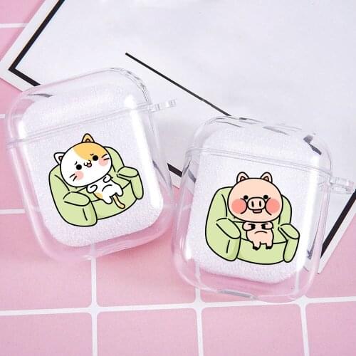 Animal Elephant Pig Panda Cat Earphone Case Clear for Airpod 2 1 Soft TPU Wireless Bluetooth Earphone Cover Charging Box Capa