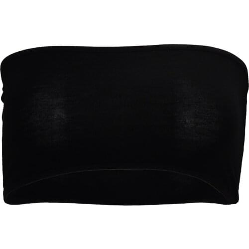 Black sexy strapless boob tube top bandeau bra wiping clubwear crop stretch