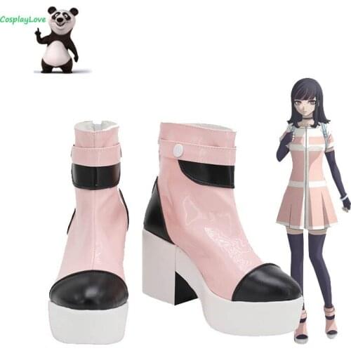 CosplayLove Akudama Drive Ordinary Person Pink Cosplay Shoes Long Boots Leather Custom Made