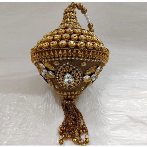 DOYUTIG Brand Indian Style Womens Metal Beaded Wedding Bag National Short Tassel Handmade Bucket Evening Bag Lady Handbag F788