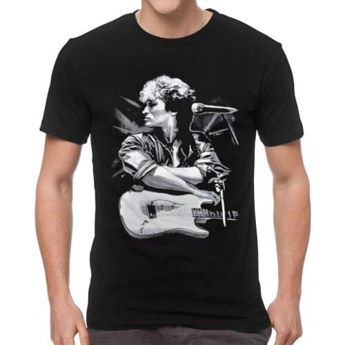 Viktor Tsoi Guitar T Shirt Mens 100% Cotton Print T-shirts Streetwear Tshirt Short Sleeve Rusian Rock Kino Tee Tops